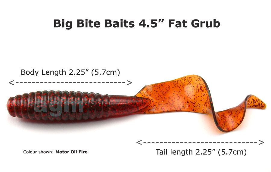 Big Bite 4.5 Fat Grub - Motor Oil Fire (5pcs)