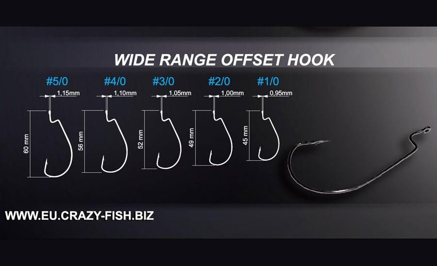 Crazy Fish Wide Range Offset Hook - Size 1/0 (8pcs)