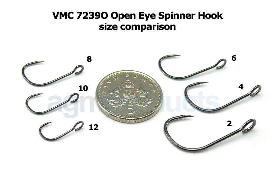 VMC 7239O Open Eye Barbless Spinner Hook - Size 4 (8pcs)