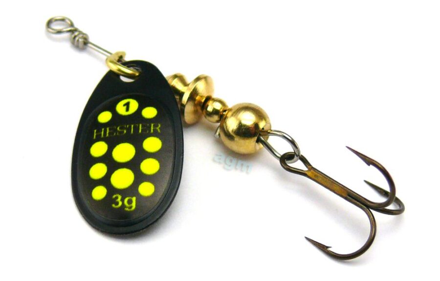 Hester Ospray Spinner 3g - Black/Chartreuse Spots