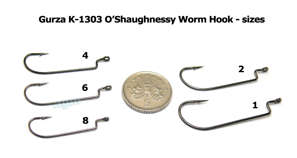 Gurza K-1303 O'Shaughnessy Worm Hook - Size 2 (10pcs)